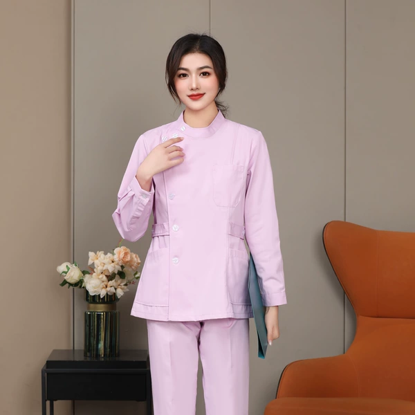 Women's Light Purple Lotus Partial Collar Long Sleeve Suit
