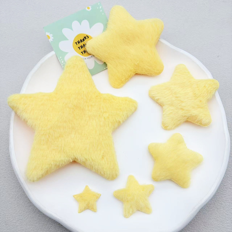 Hot-Selling Yellow Five-Pointed Star Plush Accessories in Various Sizes for DIY Shoe, Sock, and Hat Decoration Materials Wholesale