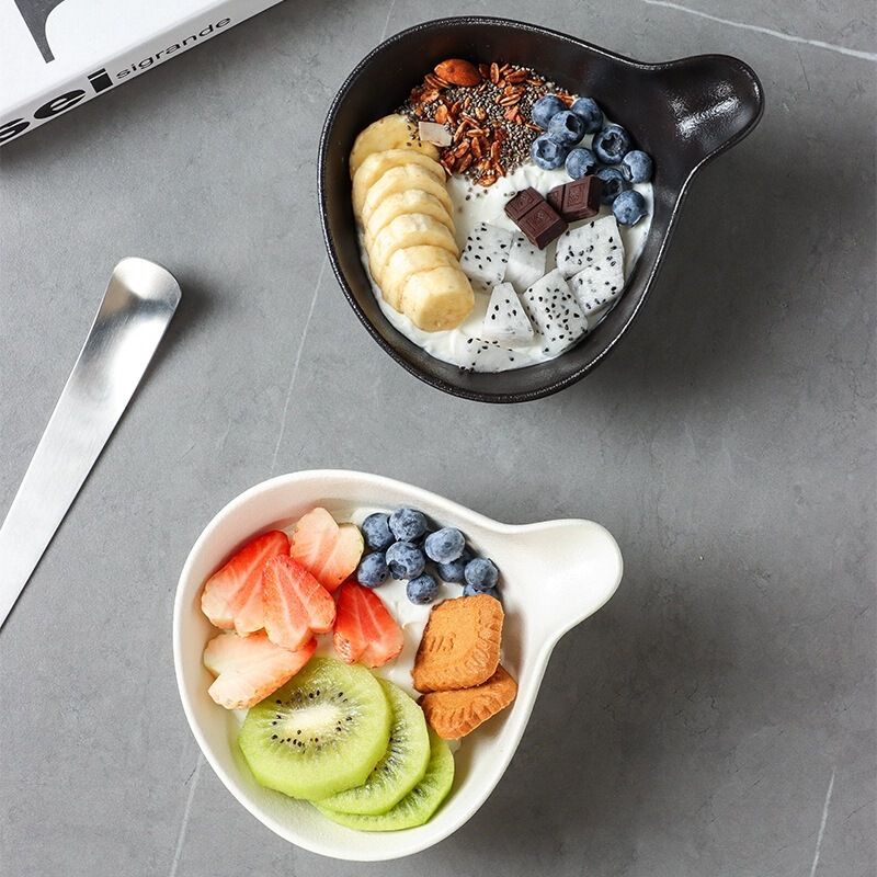 Ceramic Yogurt Bowl High-class Greek Fruit Bowl Oatmeal Bowl Big Gourd Nian Bowl Ceramic Salah Bowl with a Nian Bowl