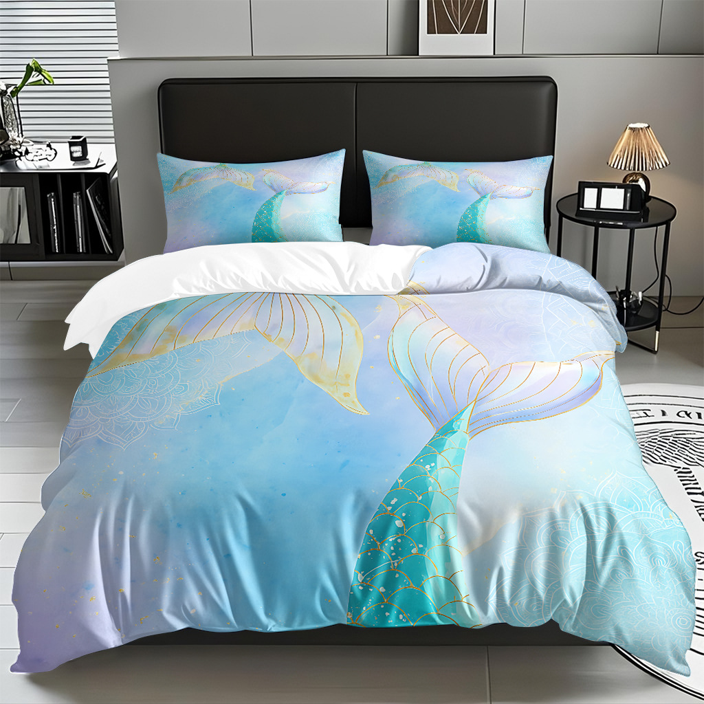 TEMU / JIT transfronterizo dibujos animados sirena digital impresión quilt kit fuente fábrica directa