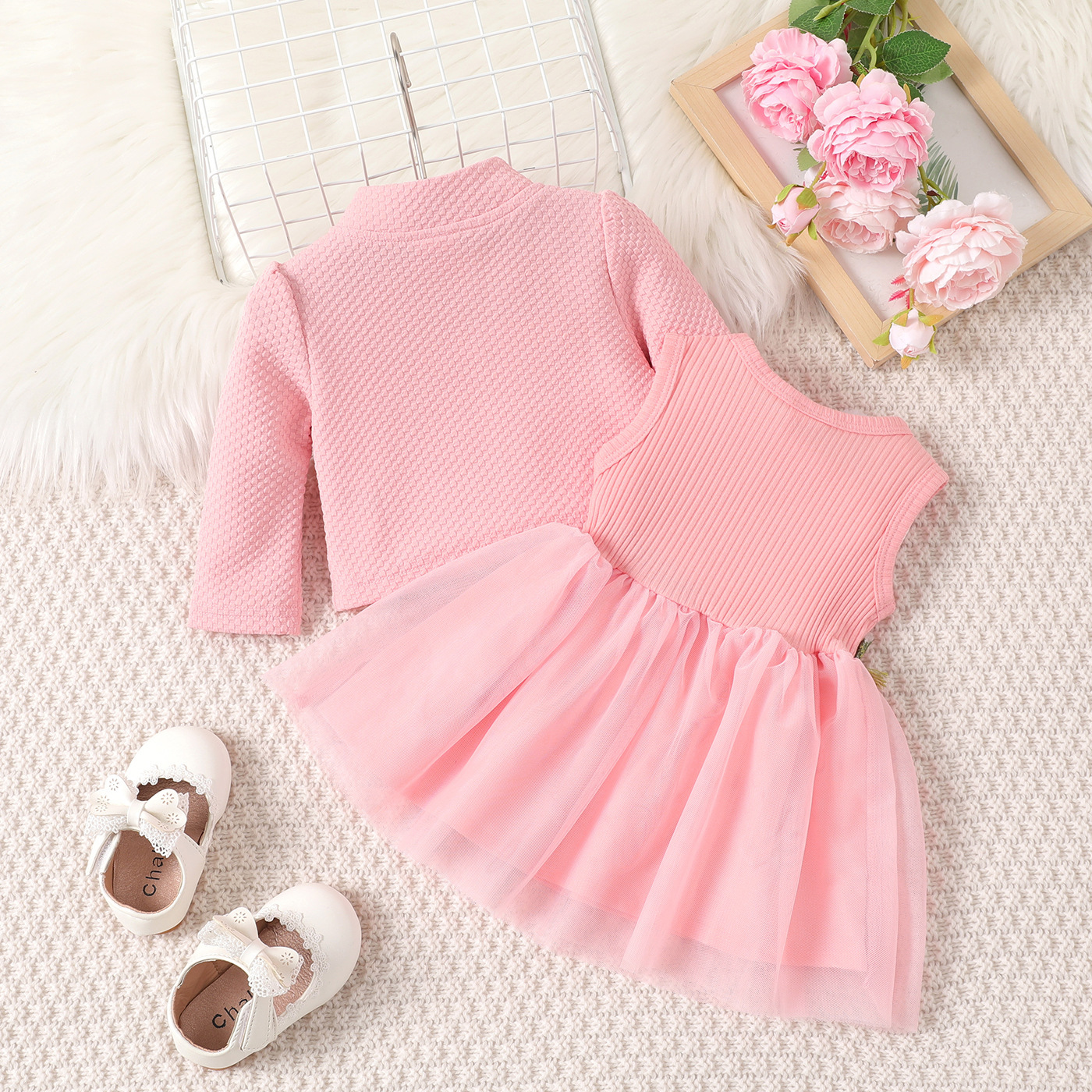 Cotton Fabric Type Skirt Sets Sets Type Casual Solid Color Flower Cotton Girls Clothing Sets
