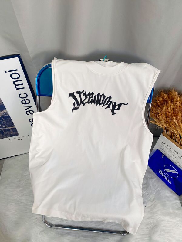 クロスボーダー卸売 25s トレンディなブランドヘビーウェイト WELL ニッチアメリカンスポーツルーズ男性と女性のカップルプリント半袖 T シャツ|undefined