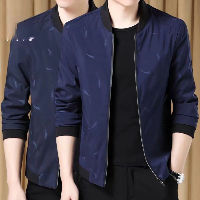Jacket for Middle-Aged and Elderly Men in Spring and Autumn, Baseball Collar Dad's Spring Coat, Business Gentleman New Style