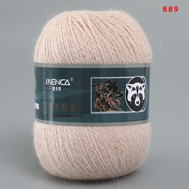 Hilo de lana de visón de lana larga Monopolio de la marca MENCA Hilo de lana de conejo de Angora Hilo de punto hecho a mano de 2 hilos