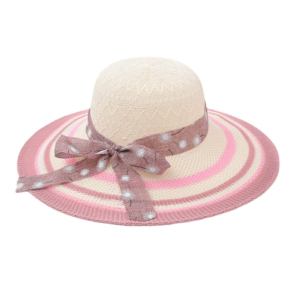 Verano estilo coreano moda gran ala arco sombrero de paja de las mujeres playa vacaciones UV protección sol sombrero protección solar cubierta