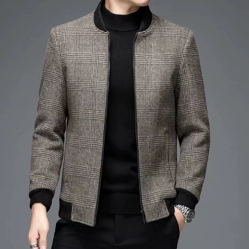 Шерстяная куртка, пальто, мужской осенний мужской бейсбольный костюм для мужчин средних лет, легкая Роскошная деловая повседневная короткая куртка для папы