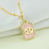 Brand square zodiac signs, necklace, fuchsia pendant, 2022 collection