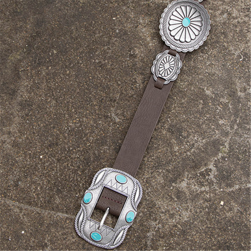 Bohemian Western Cowboy Style American Women's Retro Large Accessory Wide Belt with Engraved Fashion Women's Belt