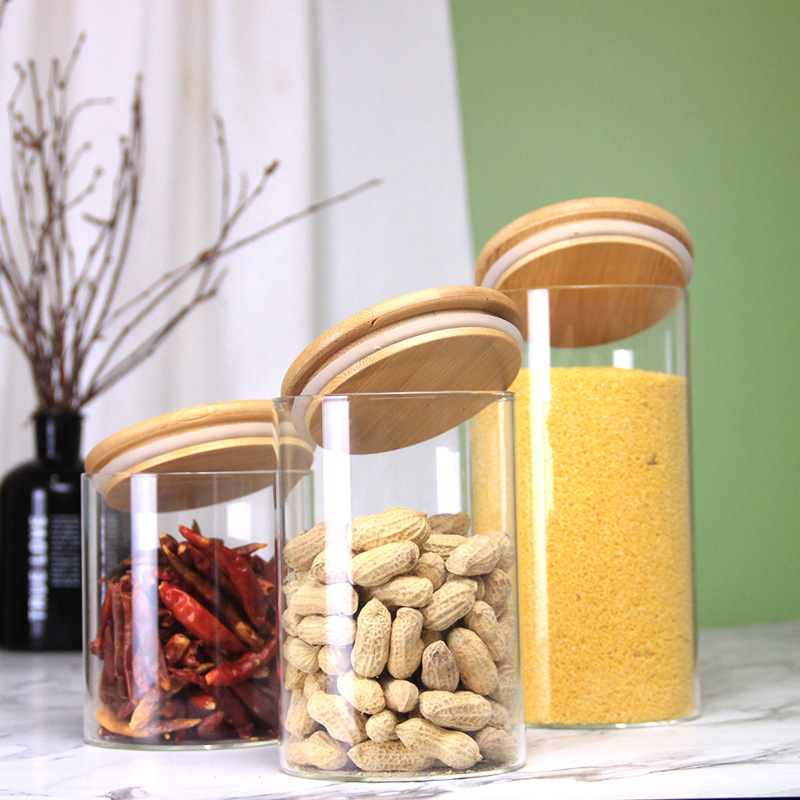 Fábrica de procesamiento personalizado de alta borosilicona de vidrio tanque de almacenamiento tanque de sellado cereales caramelos de té botella de almacenamiento de cocina