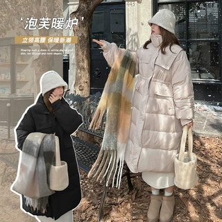 Y842冬季加肥胖mm设计感长款棉服立领大码高腰棉外套加厚棉衣批发