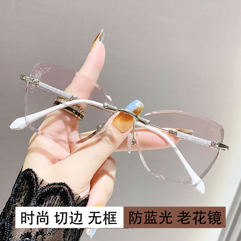 Gafas de presbicia de luz anti-azul gafas de presbicia de moda de corte brillante rosa brillante