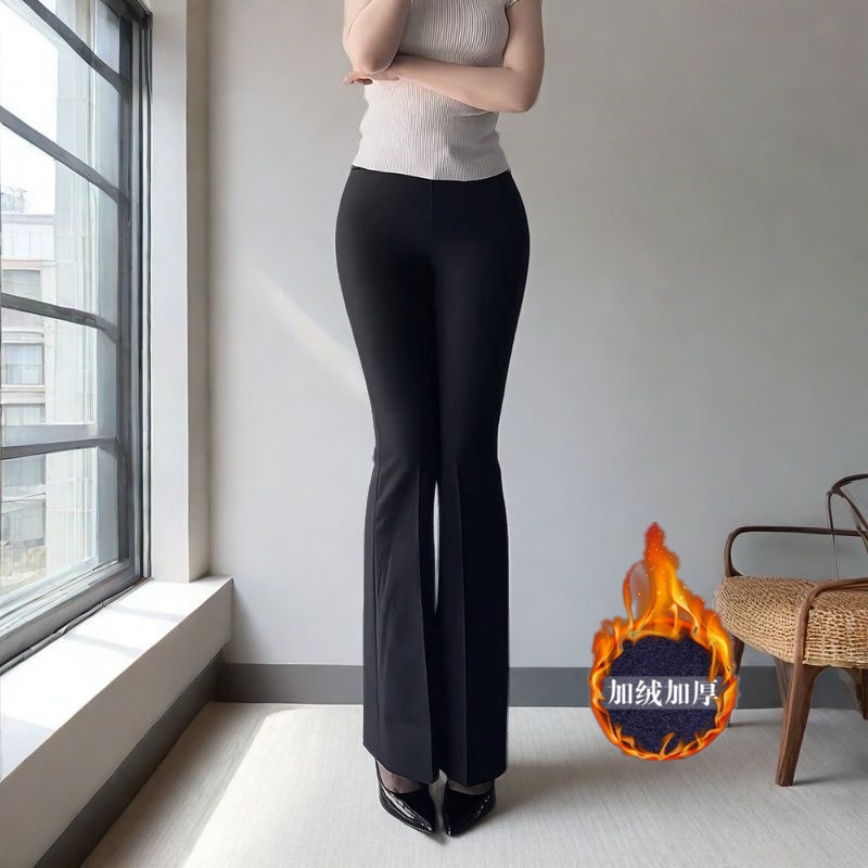 ドレープスーツパンツ、マイクロフレアパンツ、春夏通気性ハイウエストスリムカジュアルパンツ、小柄な人向けのエクストラロングフロアレングス馬蹄パンツ|undefined