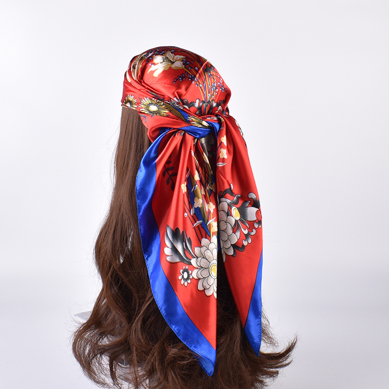 Women's Lady Flower Satin Printing Silk Scarf display picture 3