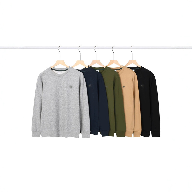 French single foreign trade cross-border simple round-neck long-sleeve new loose sweatshirt in terry fabric, solid color men's long-sleeve French single foreign trade cross-border simple round-neck long-sleeve new loose sweatshirt in terry fabric, solid color men's long-sleeve