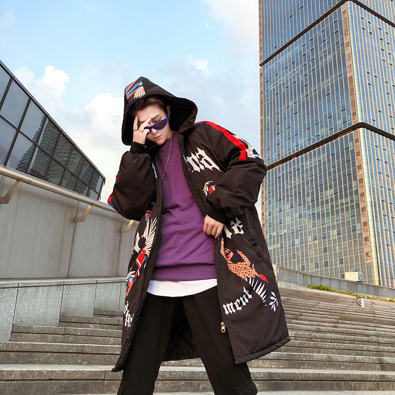Graffiti Print Hooded Cotton Jacket Image 2