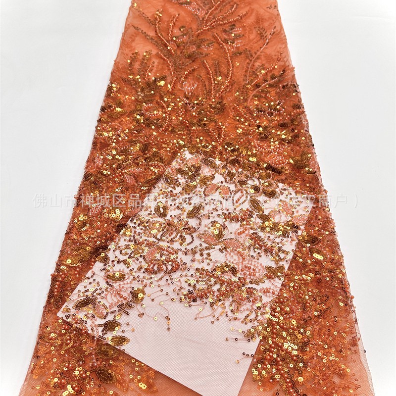 Tejido de encaje bordado de cuentas vestido de boda cena de fiesta vestido de tela comercio exterior transfronterizo