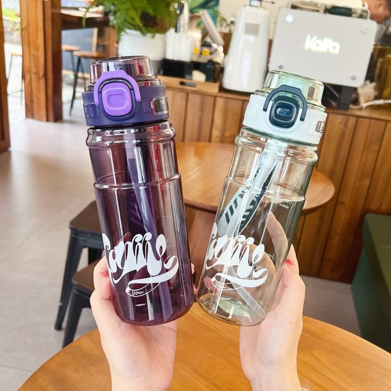 Taza de agua deportiva de alto valor facial, taza de paja portátil para bebidas de 950ml, taza de plástico simple para estudiantes