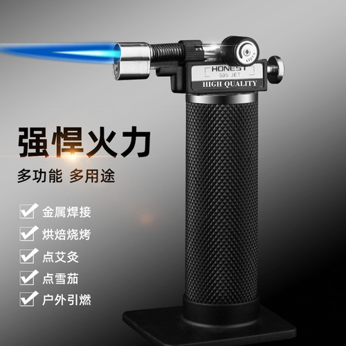 Baicheng direct windproof welding flame gun metal outdoor barbecue baking camping tools inflatable lighter manufacturer