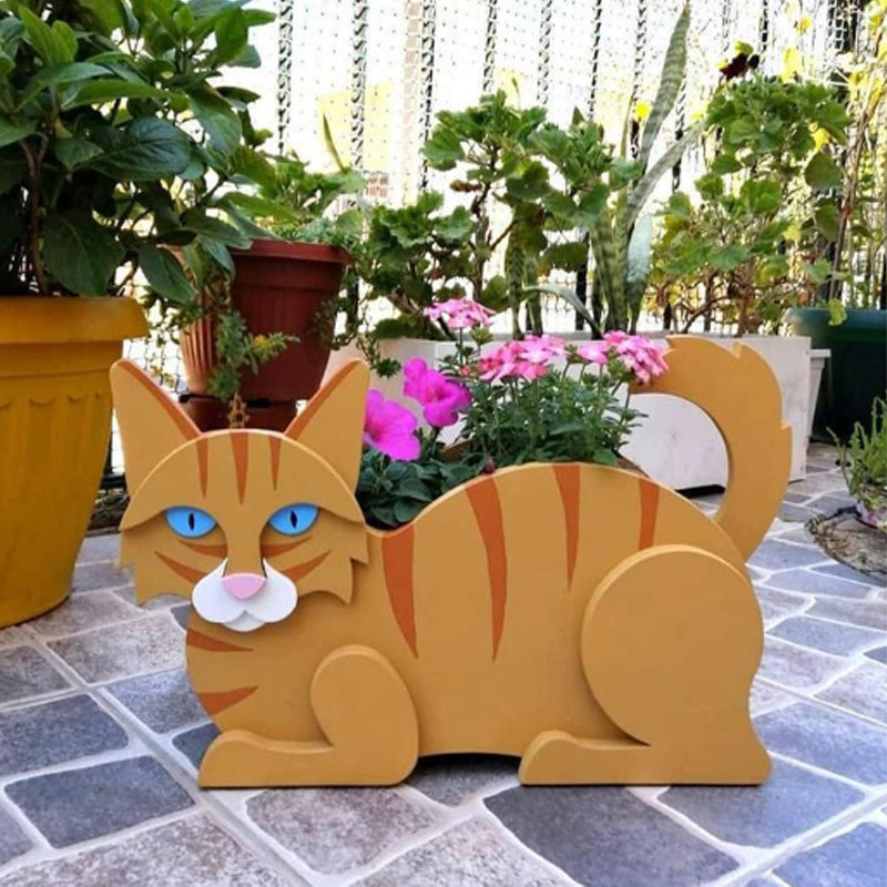 Independent Station Cross-Border Animal Flower Pot Garden Art Craft Decoration Cat Flower Pot Potted Seeder Wholesale