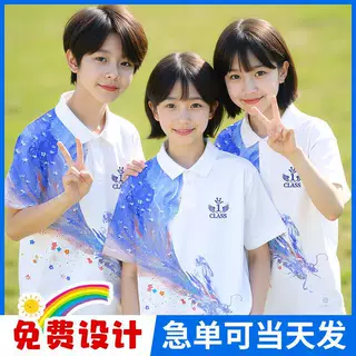 毕业班服T恤翻领POLO衫幼儿园小学初中生运动会文化衫印logo定制