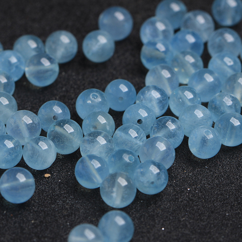 Hailanbao chalcedony round beads semi-finished DIY loose beads blue crystal hand-woven bracelet accessories material accessories