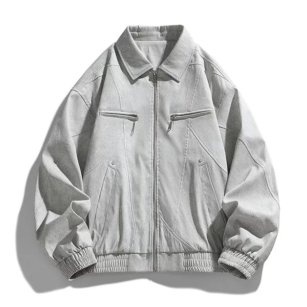 Spring and Autumn Versatile Solid Color Jacket Trendy Casual Coat with a Turn-Down Collar, High-End Feel, Men's Plus-Size Loose Fit Top