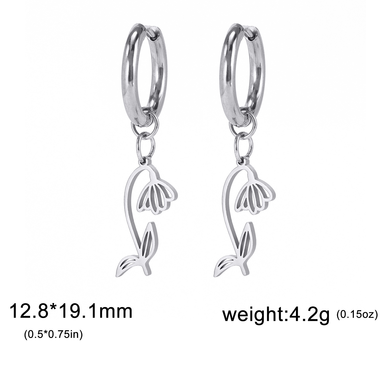 1 Pair Simple Style Flower Plating Stainless Steel Drop Earrings display picture 5