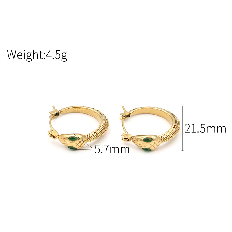 1 Pair Vintage Style Snake Plating Titanium Steel Hoop Earrings display picture 1