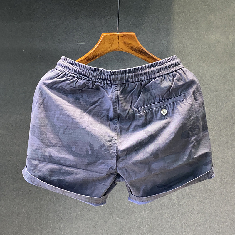 Summer Running Sports Camouflage Shorts Stretch Elastic Waist Western-style Men's Loose Three-point Four-point Trendy Casual Pants