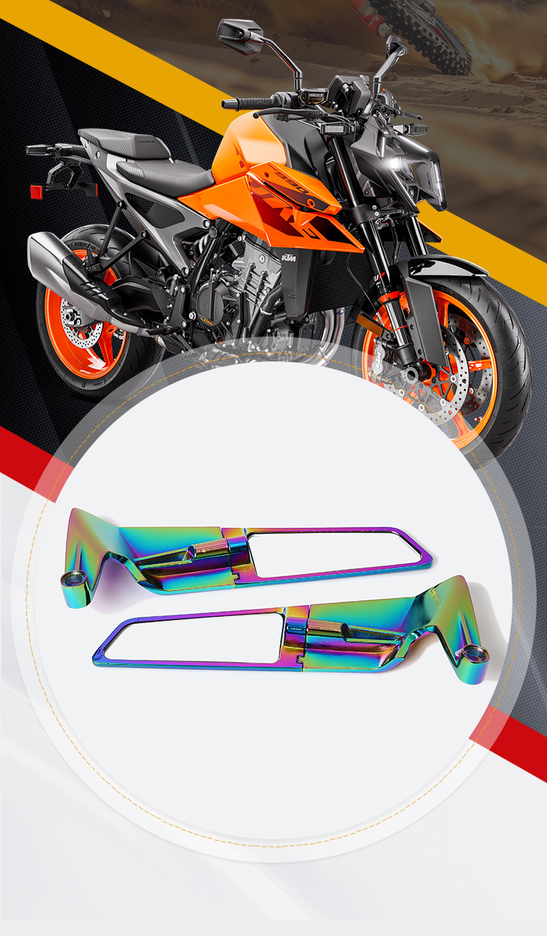 Cross-Border Fixed Wing Rearview Mirror Motorcycle Modified Rearview Mirror Electric Vehicle Invisible Wing Mirror Adjustable Reflector