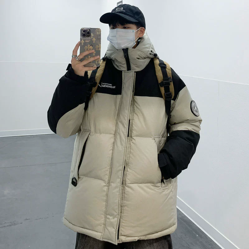 Зимняя строчка контрастного цвета 2023 Новый парный пуховик для мужчин и женщин, свободная пара утолщенная теплая спортивная куртка, модная