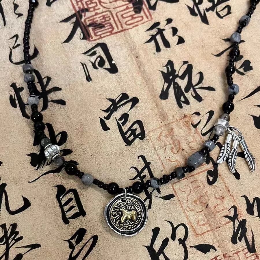 Colar cubano estilo chinês moderno em aço titânio para mulher_voghion.com