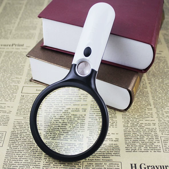 6903AB ручное большое увеличительное стекло с 3LED подсветкой для идентификации ювелирных изделий для пожилых людей с пластиковой ручкой для чтения