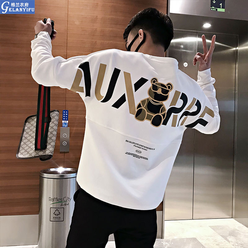 Spring and autumn handsome printed sweat...