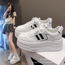 跨境欧洲站简约网面松糕小白鞋女夏季新款轻便百搭透气增高休闲鞋