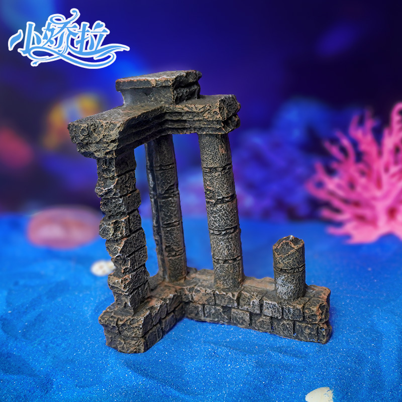 Simulación de venta caliente, columna romana rota, pecera, paisajismo, acuario, decoración, peces y camarones, evitando el péndulo transfronterizo creativo