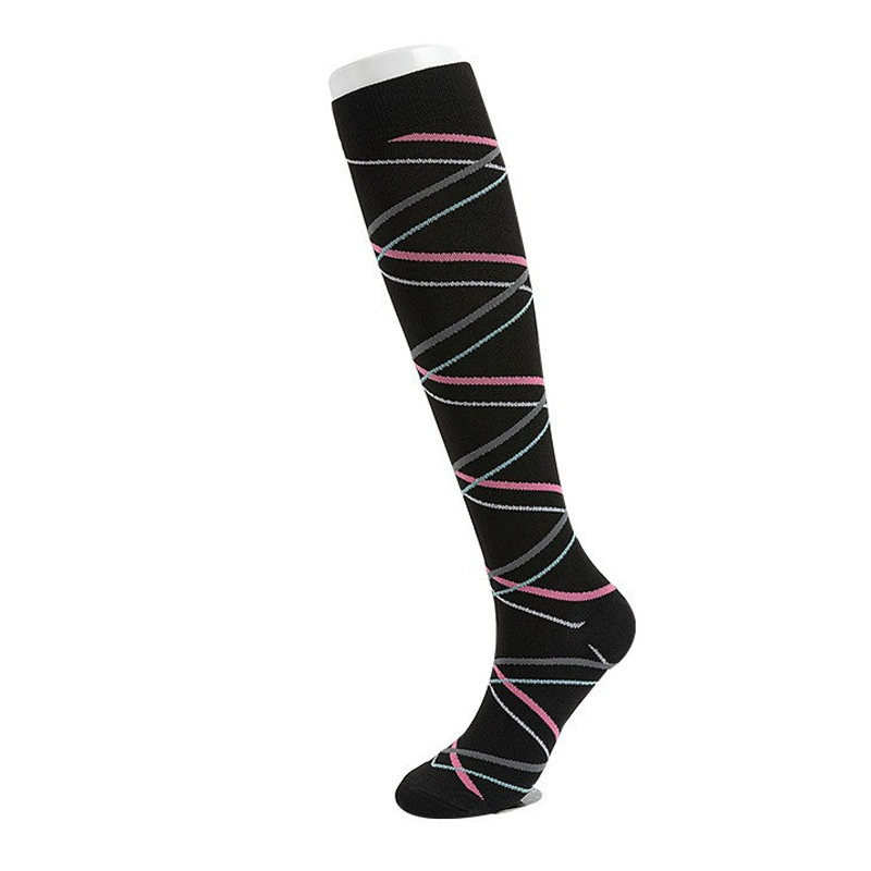 Compression Running Socks, Unisex Jacquard Knee-High Socks, Multiple Patterns, S/M & L/XL