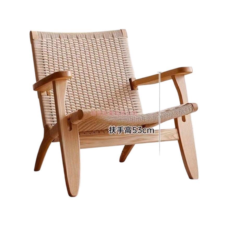 Fabricante de cuerda de madera sólida sofá silla de balcón nórdica silla de ocio japonesa silla de viento silencioso pequeño tipo de casa respaldo perezoso