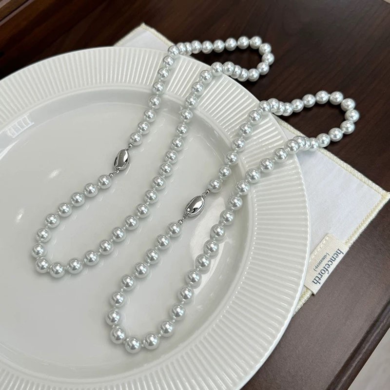 유리진주 매듭 10mm 목걸이 [위안바오 버클]