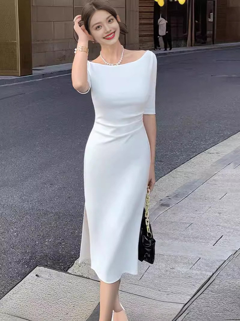Summer fashionable elegant white dress