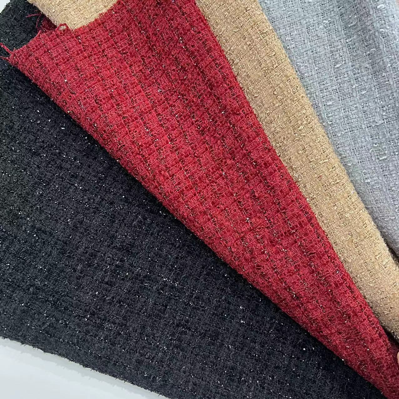 2024新款亮丝小香风粗花呢春秋女装童装呢料鞋帽箱包呢料 现货