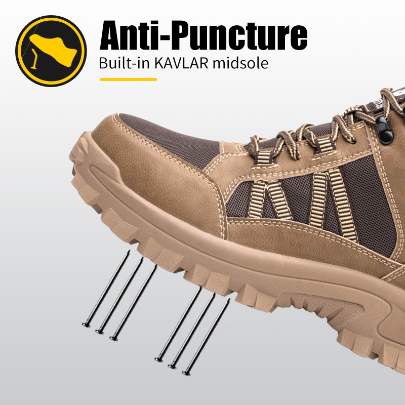 New four-season breathable mesh protective safety shoes, anti-puncture and anti-impact, lightweight and safe, steel toe cap work shoes for men.