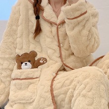 睡衣女冬季加厚保暖珊瑚绒套装2025年新款卡通秋冬款法兰绒家居服