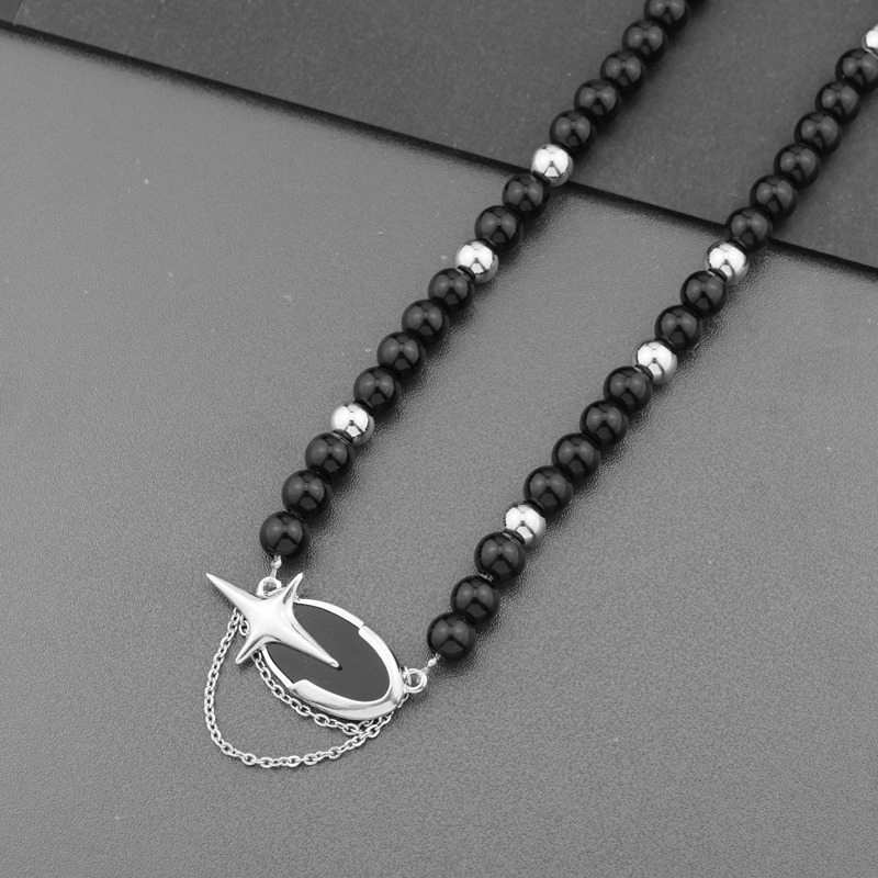 Collar de estrella estilo punk oscuro para hombre, cadena de clavícula unisex de lujo, ligera y moderna, de alta gama, estilo nicho europeo y americano._voghion.com