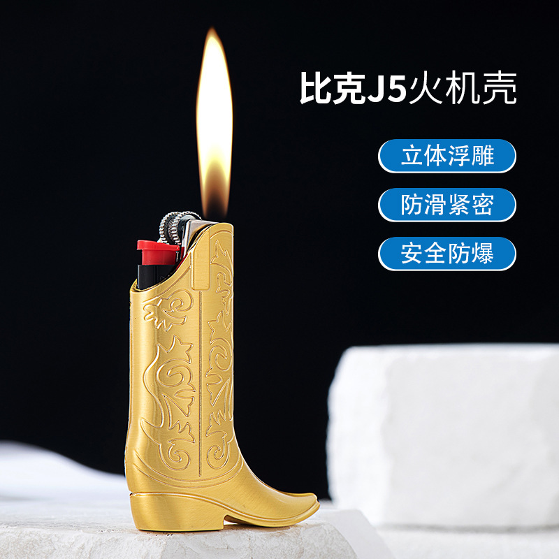 Yf932 Boots Metal Lighter Case Bic Shell J5 Case Gas Lighter Wholesale