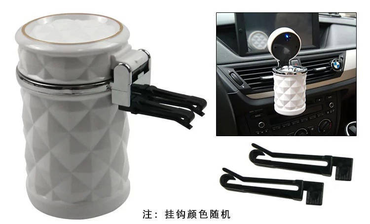 Hanging car ashtray, creative and personalized, with a cover, multifunctional, for car air vents, with night light for the car interior