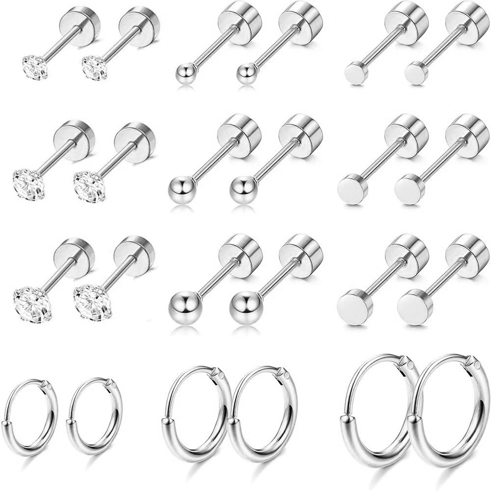 Серьги из нержавеющей стали, 12 пар, Amazon
