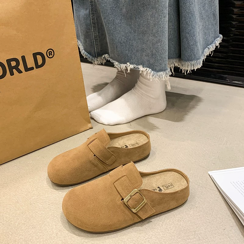 Plove Boken Shoes 2024 осень новые плоские обувь Bo Ken обувь lazy Bao Tu Drags и Drag Wear Wear Wear Slipper