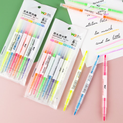Student stationery wholesale double-ended highlighter set creative color marker pen student multi-color handbook pen