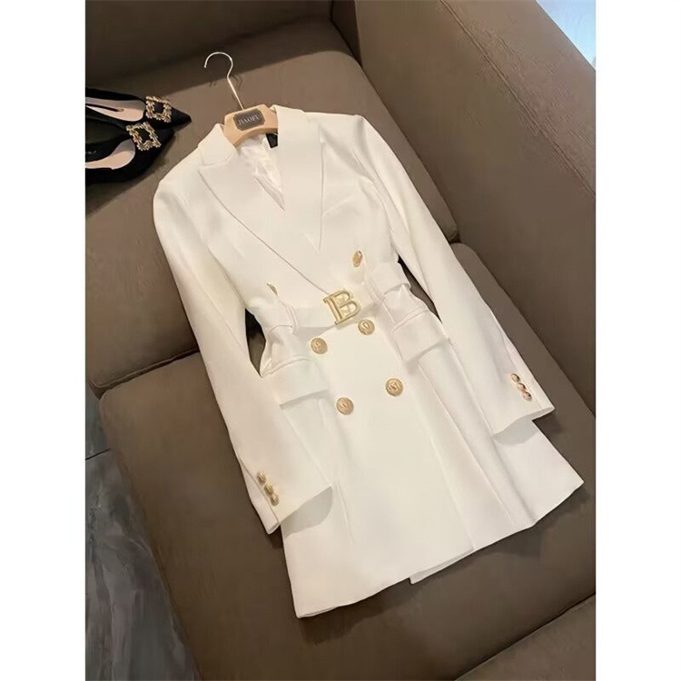 White Suit Jacket Female 2025 Spring Elegant Socialite Design Sense Double-breasted Elegant Waisted Suit Jacket Female